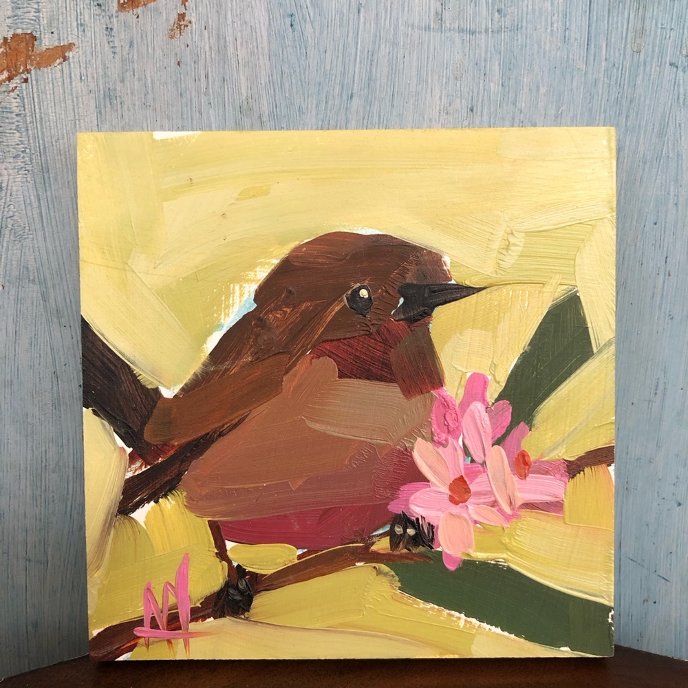 Original oil painting of sweet little Dipper Bird on A-grade composite wood - Picture 8 of 10